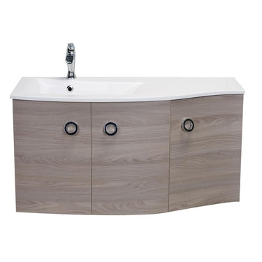 Eviva Romina® 42″ Medium Grey Oak Modern Bathroom Vanity with White Porcelain White Top Vanity Eviva